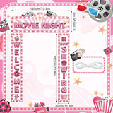3Pcs Pink Movie Night Porch Banner Decoration Movie Theme Party