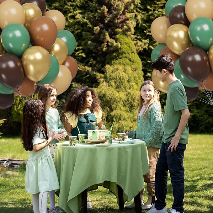 Funhot Green and Brown Balloons Set, 60PCS Sage Green Brown Gold