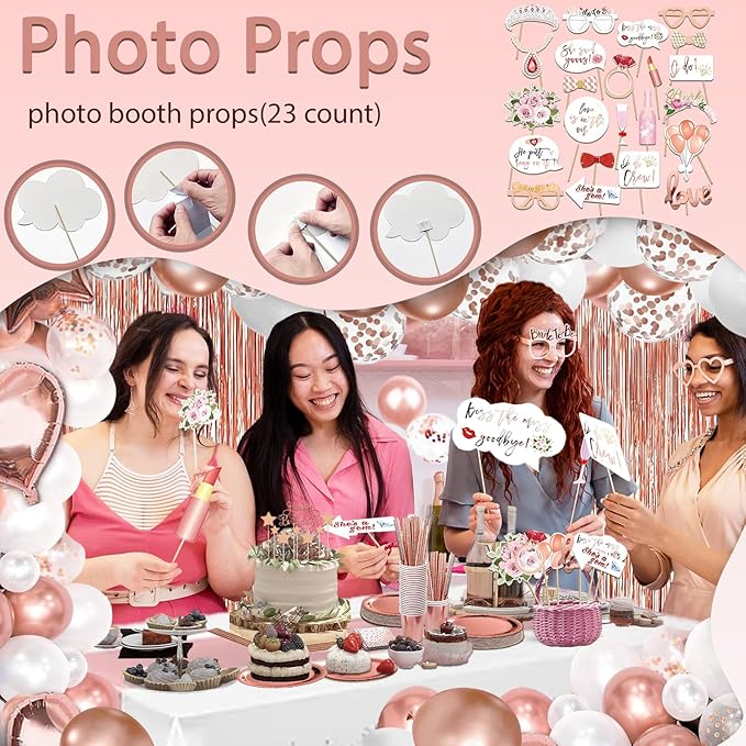 274 Pcs Rose Gold Bridal Shower Decorations Bachelorette Party
