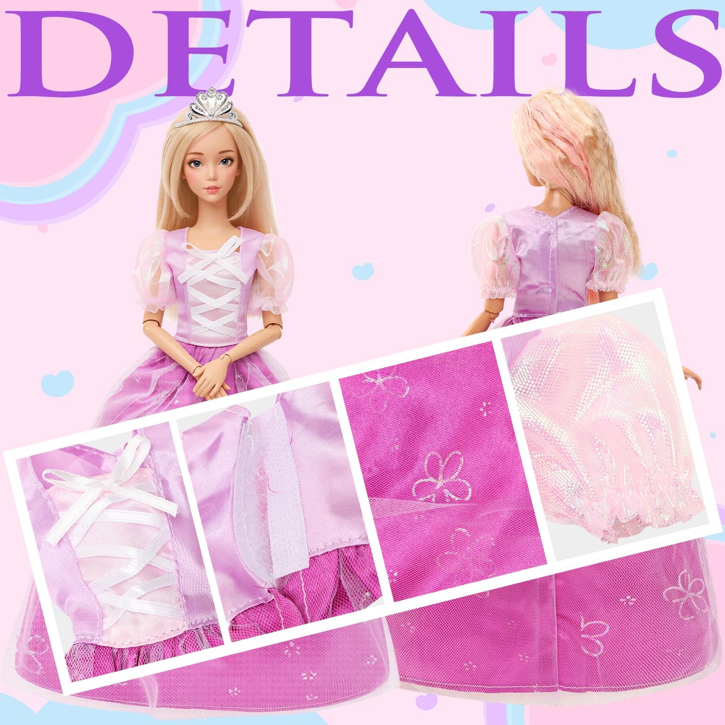24 Pcs Doll Clothes & Accessories 8 Set Clothes Including Party Gown