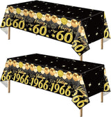 Uiorgui 2pcs 60th Birthday Tablecloth, Black Gold 60th Birthday