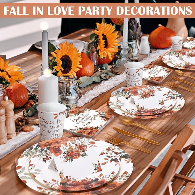 410 Pcs Terracotta Floral Wedding Decorations Fall Paper Plates and
