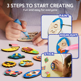 JOYIN 12 Glow in The Dark Wooden Magnets for Kids, Paint Your Own Arts