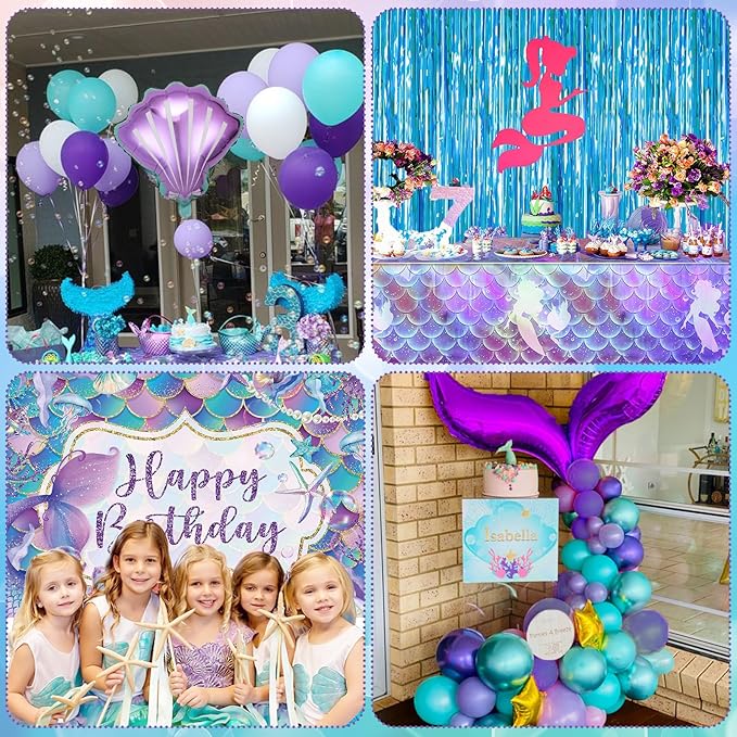 139Pcs Mermaid Birthday Party Decorations Supplies for Girl Kid