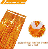 Melsan Orange Tinsel Backdrop Curtains, 3.2ft x 8.2ft Sparkle