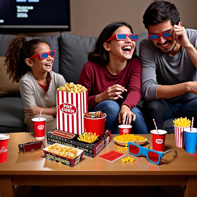 48PCS Movie Night Party Supplies 24 Snack Boxes 12 Food Trays 12