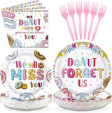 96PCS Farewell Retirement Party Supplies Colorful Donut Forget Us