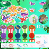 132Pcs Dinosaur Party Favors Dinosaur Rings Slap Bracelets Tattoos