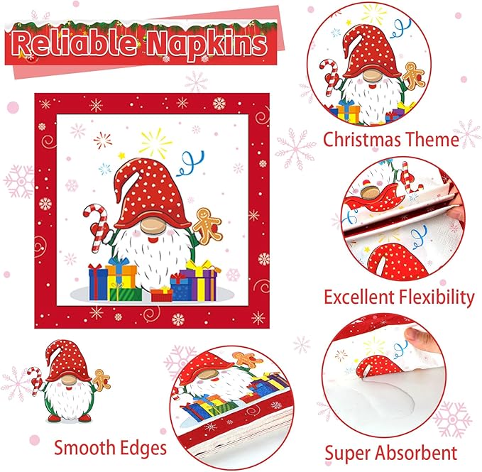 96 Pcs Christmas Party Supplies Paper Plates Napkins Merry Christmas