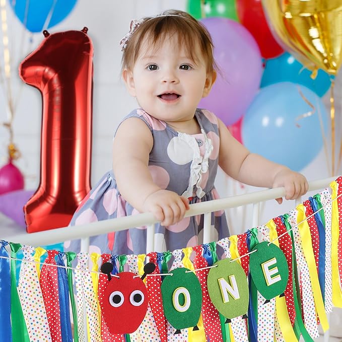 Hungry Caterpillar Highchair Banner for Baby First Birthday Party