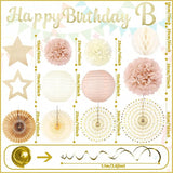 Champagne-Gold Fall Boho Birthday Party-Decorations - 29pcs Beige