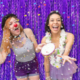 2 Pack Purple Backdrop Tinsel Foil Fringe Curtains Sparkle Metallic