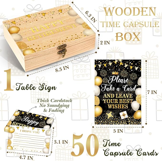 52 Pcs Black Gold Retirement Party Card Box Retire Present Card