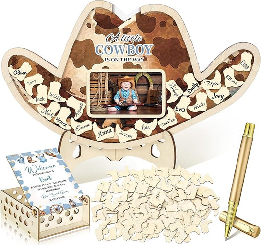 63 Pcs Cowboy Baby Shower Guest Book Alternatives Set Baby Shower