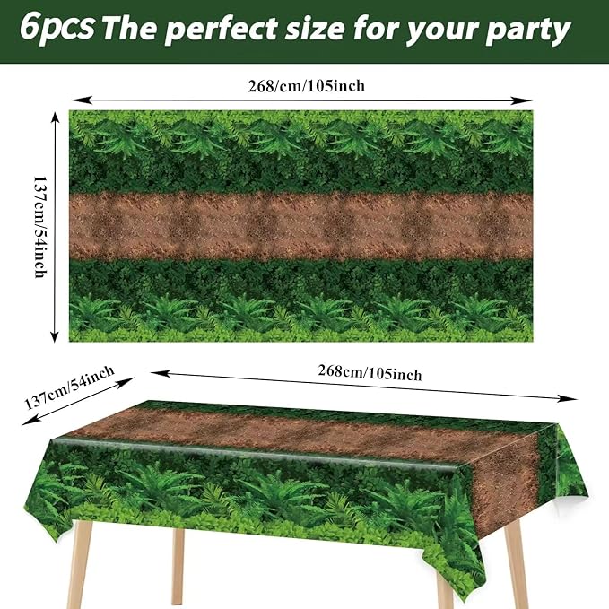 6pcs Forest Path Tablecloth Dinosaur Table Covers Woodland Birthday