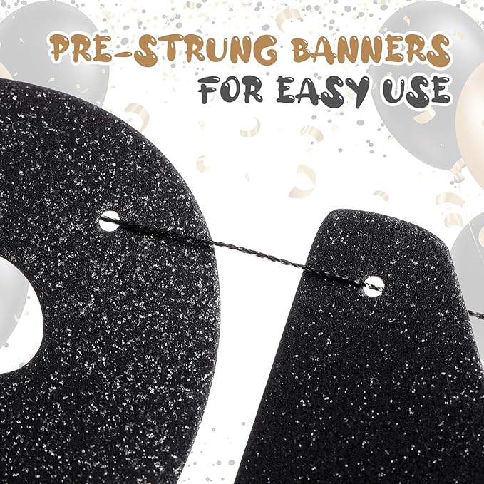 Yeaqee Pre-strung Glitter Funny Birthday Banner, Let's Party But Only