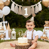 1st Birthday Decorations Boys High Chair Banner With One Cake Topper