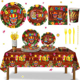 130 Pcs Hawaiian Party Decorations Luau Plates and Napkins Party
