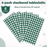 6pcs 54X108inch Dark Green Checkered Tablecloth,Green Gingham