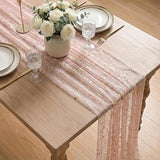 Artoid Mode Gold Gauze Pink Table Runner 120 Inch 10FT, Glitter