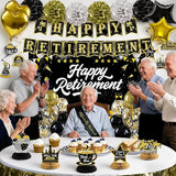 Retirement Party Decorations, Black Gold Happy Retirement Decorations