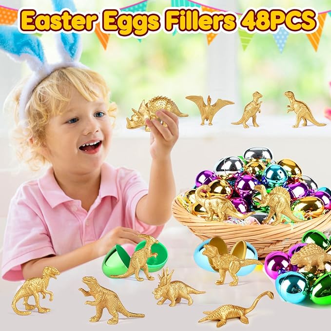 Gold Plastic Mini Dinosaur Figures Toys 48PCS Party Favors Supplies