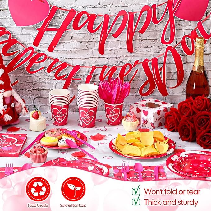 166 Pcs Happy Valentine's Day Party Supplies Valentine's Day