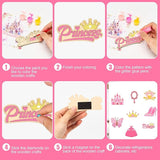 24 Sets Princess Party Favors DIY Wooden Painting Crafts Kit with