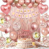 Rose Gold Birthday Decorations for Girls,Happy Birthday Party