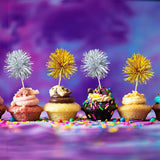 Gyufise 30Pcs Foil Firework Cupcake Toppers Sparkle Tinsel Cake #33