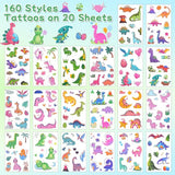 Ozepao Dinosaur Glitter Temporary Tattoos for Kids - 160 Styles -