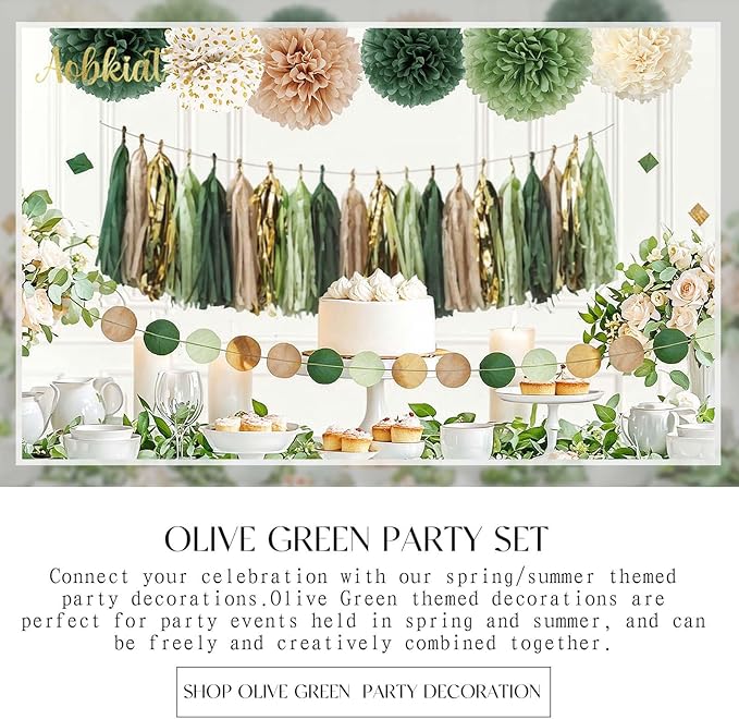 AOBKIAT Sage Green Wedding Party Decorations,28 PCS Tissue Paper Pom