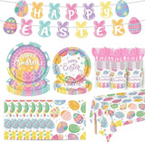52 Pcs Easter Party Supplies Easter Party Decoration with Happy