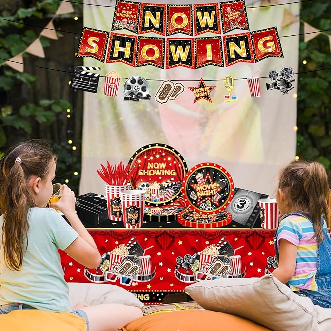 Movie Night Supplies Drive In Movie Party Tableware Set Include Now