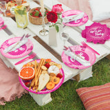 durony 96 Pieces Let's Go Party Supplies Serve 24 Guests Hot Pink