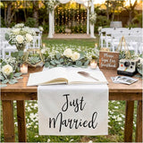 Just Married Car Decorations 24 x 60 Inch Just Married Linen Sign