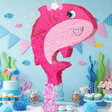 WERNNSAI Pink Shark Piñata - Girl Shark Party Piñata Game Ocean