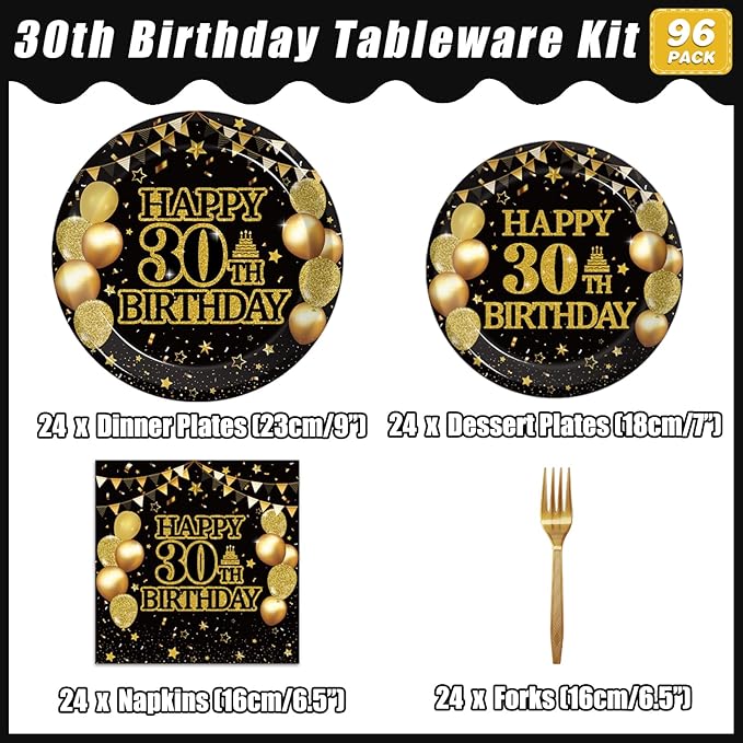 96Pcs 30th Birthday Party Tableware Set Back in 1996 Birthday Party