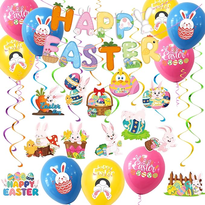 Easter Decorations for Home with Happy Easter Banner Easter Decor