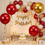 Metallic Red Round Foil Balloons, 22" Large 4D Sphere Mylar Balloons
