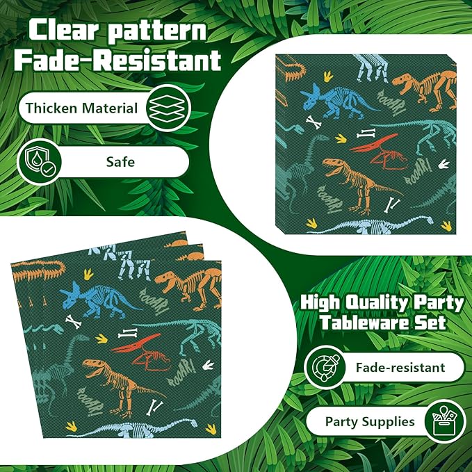 Dinosaur Birthday Party Supplies for Kids 96 Piece Dino Theme