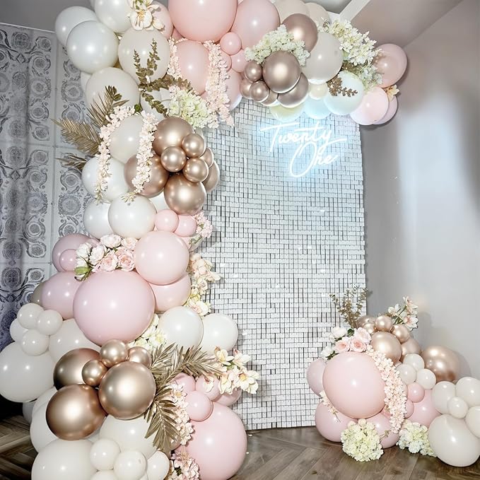 HILAVO Pink and Gold Balloons 12 Inch Pastel Light Baby Pink Double
