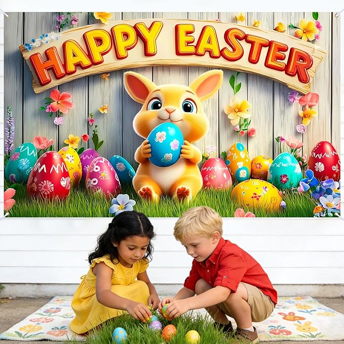 Easter Banner Polyester 43x70.86 Inches Banner Easter for