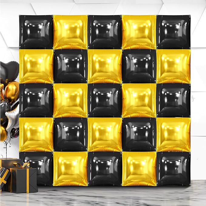 XtraLarge Black and Gold Balloon Wall Backdrop 22 Inch Pack of 25