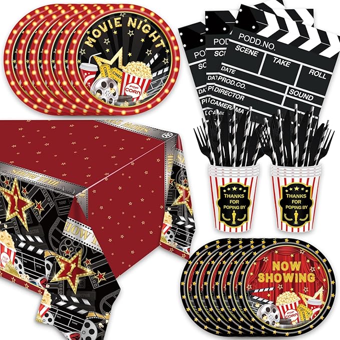141Pcs Movie Night Birthday Party Decorations for 20 Guests