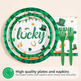 96Pcs St Patrick's Day Party Supplies Green Shamrock Plates and