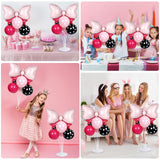 Pink Mouse Party Balloons Stand Kit 2 Sets with 2 Bow Foil Balloons
