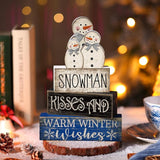 4 Pcs Winter Table Decor Wooden Snowman Decorations Winter Tiered