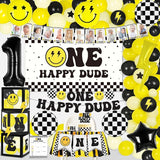 One Happy Dude 1st Birthday Decorations for Boy Smile Face Balloons