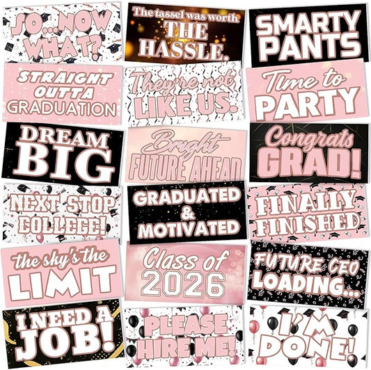 24 Designs Graduation Photo Booth Props Double Sided 11x5.51''